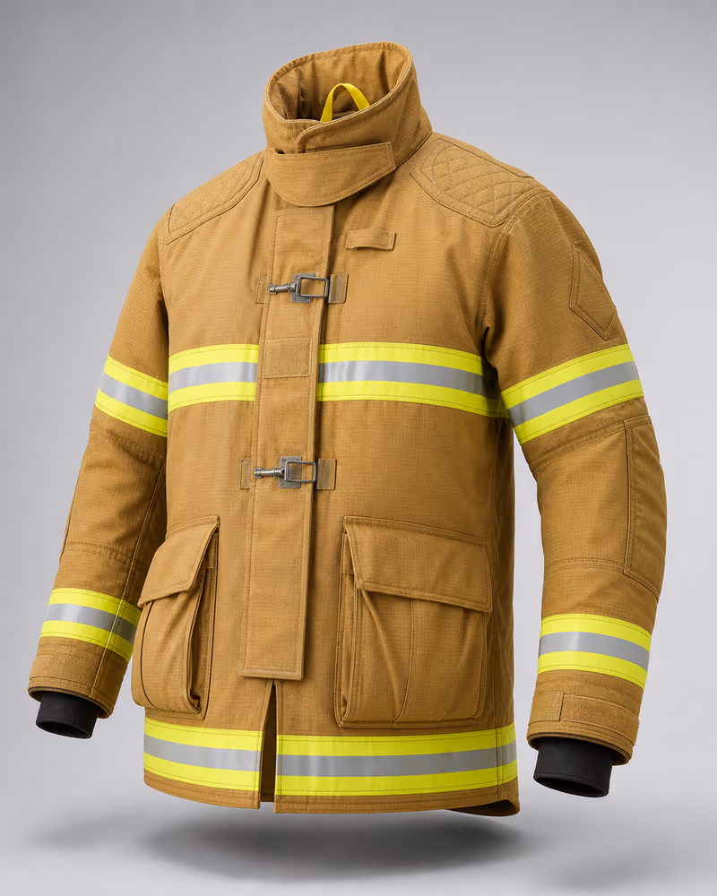 Detalle de chaquetón estructural para bombero